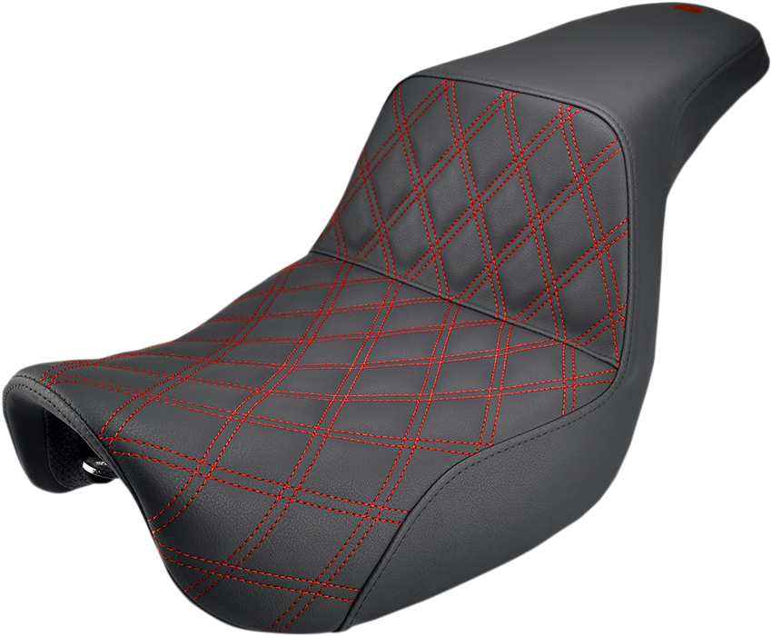 SADDLEMEN Step Up Seat - Lattice Stitched - Red Stitched - Dyna '06-'16 - 806-04-172RD