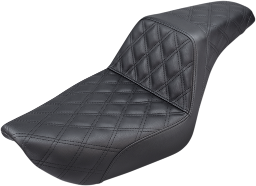 SADDLEMEN Step Up Seat - Lattice Stitched - Black Dyna '96-'03 - 896-04-175 - PartsOutlet.com.au