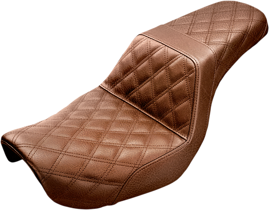 SADDLEMEN Step Up Seat - Lattice Stitched - Brown - Dyna '04-'05 - 804-04-175BR - PartsOutlet.com.au