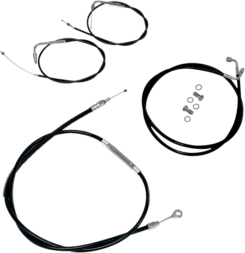 LA CHOPPERS 18-20" APE BAR LENGTH CABLE KIT STAINLESS STEEL BLACK COATED FOR NON-ABS HD - Softail '07-'15 - LA-8110KT-19B