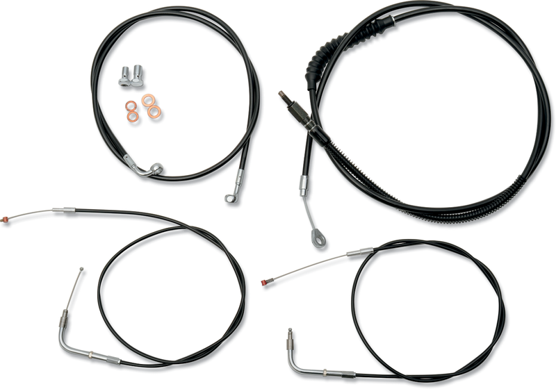 LA CHOPPERS CABLE KIT 18-20" APE BAR LENGTH STAINLESS STEEL BLACK COATED HD - FXST '00-'06 - LA-8130KT-19B