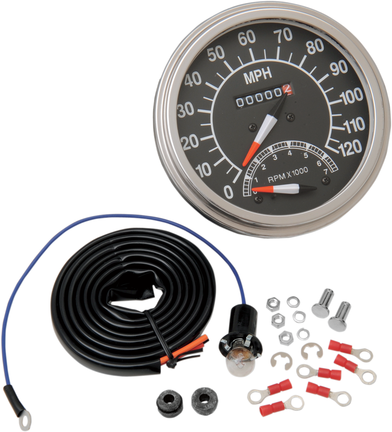 DRAG SPECIALTIES 5" MPH FL-Style 2:1 Speedometer with Tach - Black Face - FL '47-'84 - 72418M