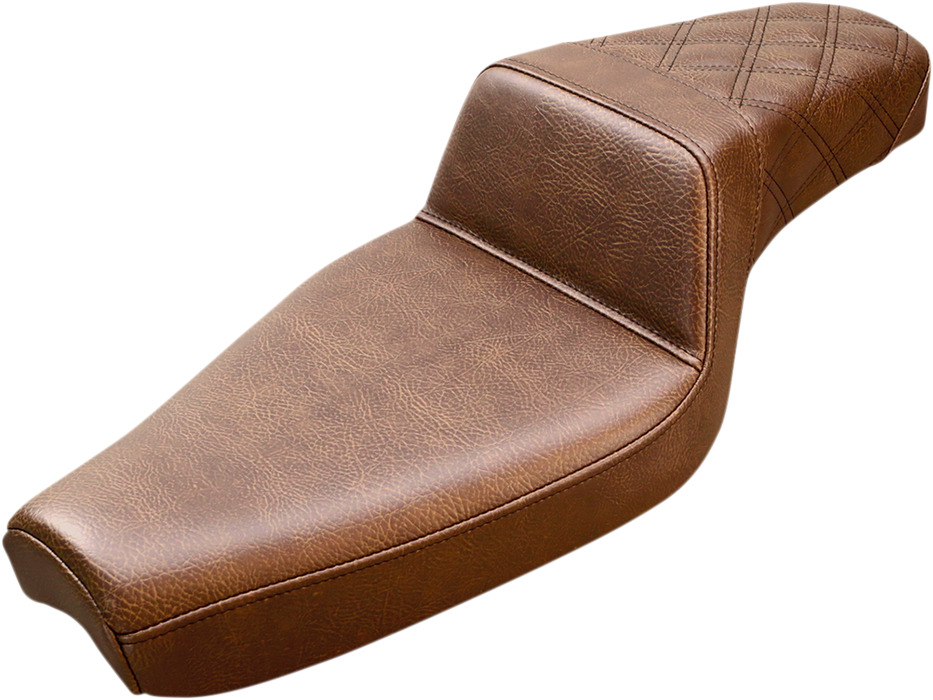 SADDLEMEN Step Up Seat - Rear Lattice Stitched - Brown - '04+ XL with 4.5 Gallon Tanks 807-03-173BR - PartsOutlet.com.au