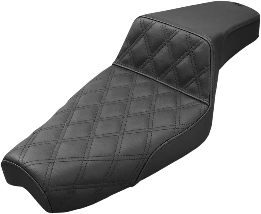 SADDLEMEN Step Up Seat - Lattice Stitched - Black - Sportster XL '77-'03 - 879-03-172 - PartsOutlet.com.au