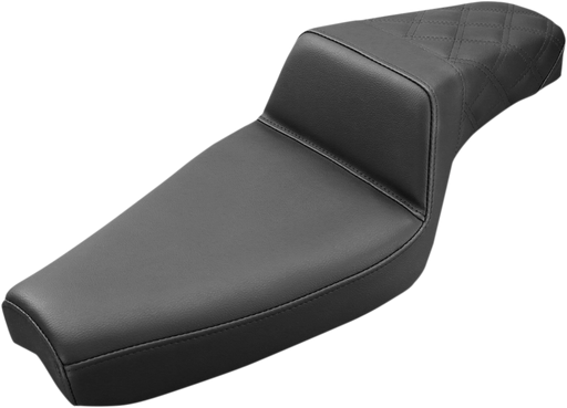 SADDLEMEN Step Up Seat - Lattice Stitched - Black - Sportster XL '77-'03 - 879-03-173 - PartsOutlet.com.au