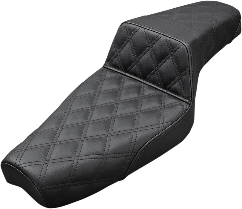 SADDLEMEN Step Up Seat - Lattice Stitched - Black - Sportster XL 04+ and 4.5gal (17litre) tank 807-03-175 - PartsOutlet.com.au