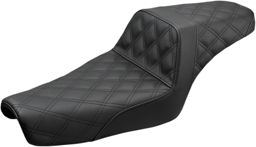 SADDLEMEN Step Up Seat - Lattice Stitched - Black - Sportster XL 04+ with 3.3gal (12.5l)tank 807-11-175 - PartsOutlet.com.au