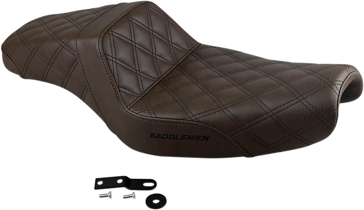 SADDLEMEN Step Up Seat - Lattice Stitched - Brown - Sportster XL '04+ - 807-11-175BR