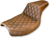 SADDLEMEN Step Up Seat - Lattice Stitched - Brown - FXR '82-'00 - 882-09-172BR - PartsOutlet.com.au