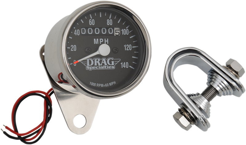DRAG SPECIALTIES 2.4" MPH Mini LED Mechanical Speedometer/Indicators - Chrome Housing - Black Face - 1:1 - Harley-Davidson 1971 - 21-6804DS1-BX15