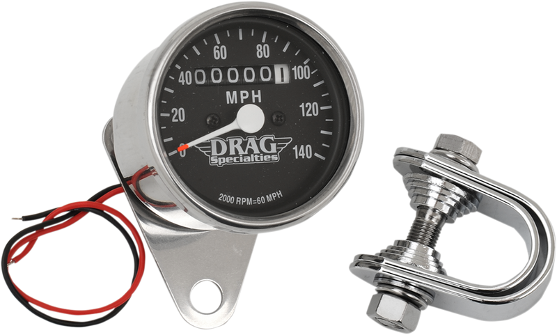 DRAG SPECIALTIES 2.4" MPH Mini LED Mechanical Speedometer/Indicators - Chrome Housing - Black Face - 2:1 - Harley-Davidson '48-'90 - 21-6805DS1-BX15