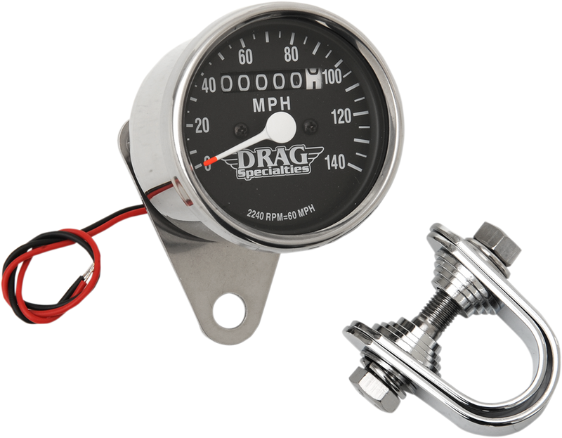 DRAG SPECIALTIES 2.4" MPH Mini LED Mechanical Speedometer/Indicators - Chrome Housing - Black Face - 2240:60 - Harley-Davidson '84-'95 - 21-6809DS1-BX15