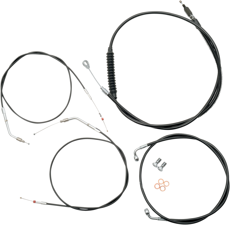 LA CHOPPERS CABLE KIT 15-17" APE BAR LENGTH STAINLESS STEEL BLACK COATED HD - Sportster '96-'03 - LA-8300KT-16B