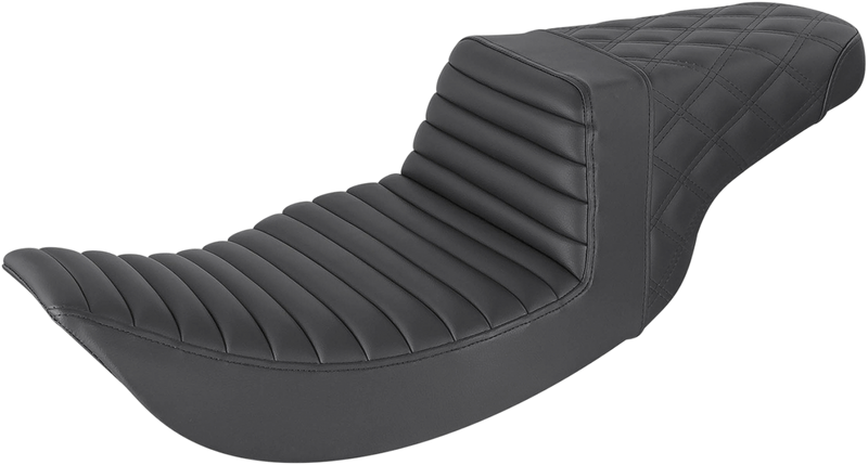 SADDLEMEN Step Up Seat - Tuck and Roll/Lattice Stitched - Black - Street Glide/Road King '97-'07 - 897-06-176 - PartsOutlet.com.au