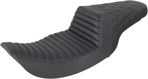 SADDLEMEN Step Up Seat - Tuck and Roll/Lattice Stitched - Black - Street Glide/Road King '97-'07 - 897-06-176 - PartsOutlet.com.au