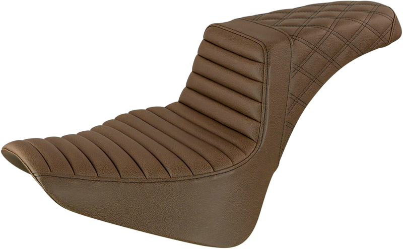 SADDLEMEN Step Up Seat - 18+ Softail Slim/Deluxe/Heritage Classic Tuck and Roll/Lattice Stitched - Brown 818-33-176BR - PartsOutlet.com.au