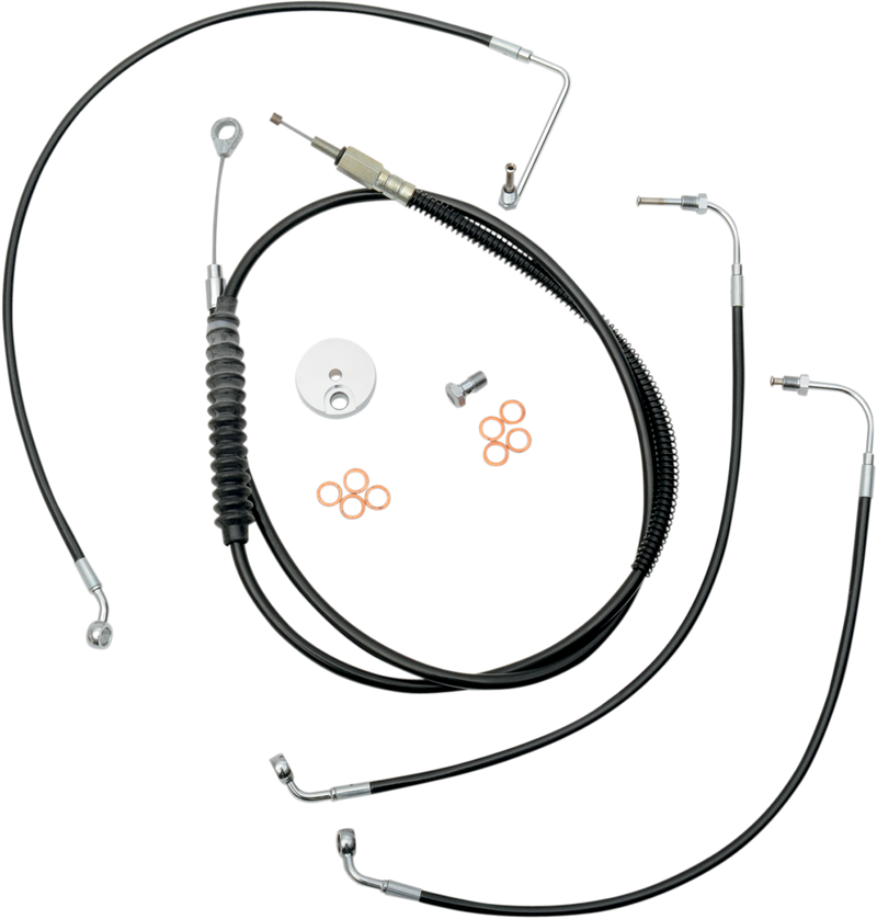 LA CHOPPERS CABLE KIT 15-17" APE BAR LENGTH STAINLESS STEEL BLACK COATED FOR NON-ABS HD - FL '08-'13 - LA-8010KT-16B