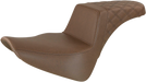 SADDLEMEN Step Up Seat - 18+ Softail Slim/Deluxe/Heritage Classic Passenger Lattice Stitched - Brown 818-33-173BR - PartsOutlet.com.au