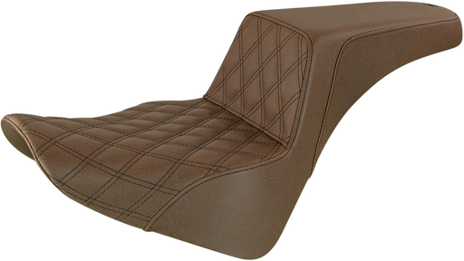 SADDLEMEN Step Up Seat - 18+ Softail Slim/Deluxe/Heritage Classic Driver's Lattice Stitched - Brown 818-33-172BR - PartsOutlet.com.au