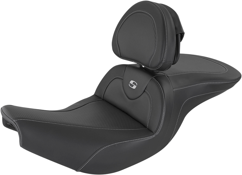 SADDLEMEN Road Sofa Seat - Carbon Fiber - With Backrest - Indian Touring Chief/Chieftain/Roadmaster/Springfield '14-'23 - I14-07-185BR - PartsOutlet.com.au