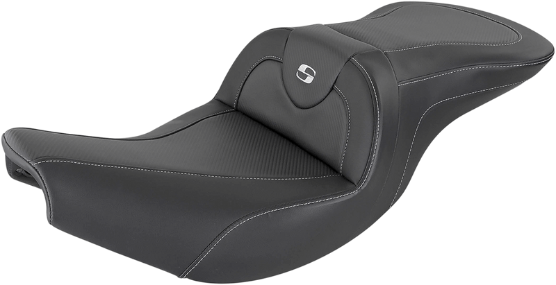 SADDLEMEN Heated Road Sofa Seat - Carbon Fiber - Heated - Indian Touring Chief/Chieftain/Roadmaster/Springfield '14-'23 - I14-07-185HCT - PartsOutlet.com.au