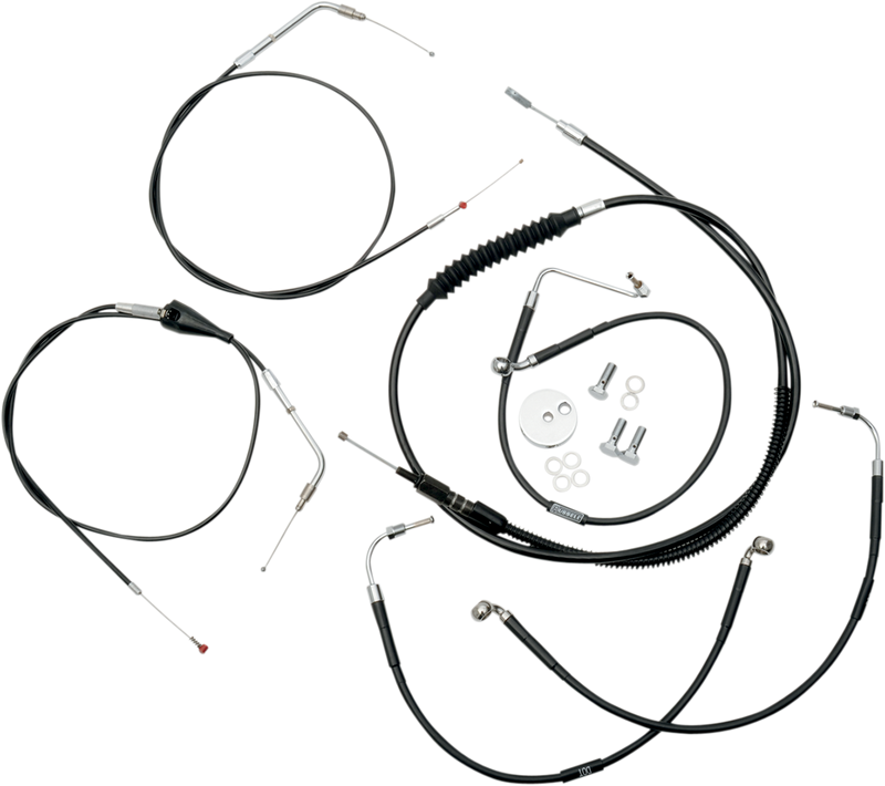 LA CHOPPERS CABLE KIT 15-17" APE BAR LENGTH STAINLESS STEEL BLACK COATED FOR NON-ABS HD - FLH '96-'07 - LA-8005KT-16B