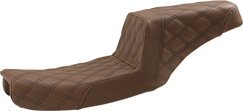 SADDLEMEN Step Up Seat - Lattice Stitched - Brown - Dyna '91-'95 - 891-04-175BR - PartsOutlet.com.au