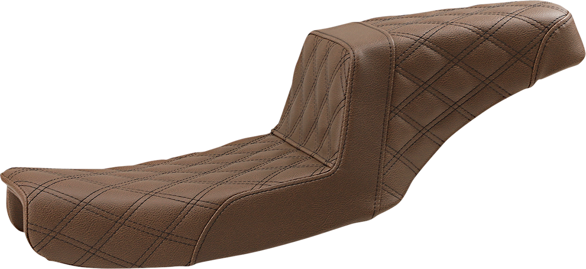 SADDLEMEN Step Up Seat - Lattice Stitched - Brown - Dyna '91-'95 - 891-04-175BR - PartsOutlet.com.au