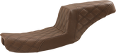 SADDLEMEN Step Up Seat - Lattice Stitched - Brown - Dyna '91-'95 - 891-04-175BR - PartsOutlet.com.au