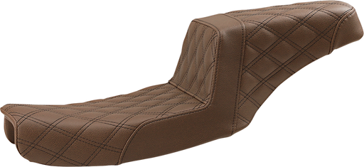 SADDLEMEN Step Up Seat - Lattice Stitched - Brown - Dyna '91-'95 - 891-04-175BR - PartsOutlet.com.au