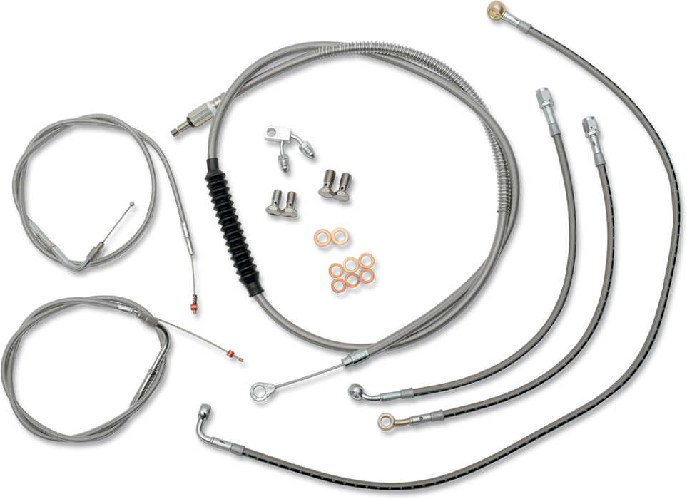 LA CHOPPERS 12-14" APE CABLE KIT BRAIDED STAINLESS FOR ABS MODELS HD - LA-8150KT-13