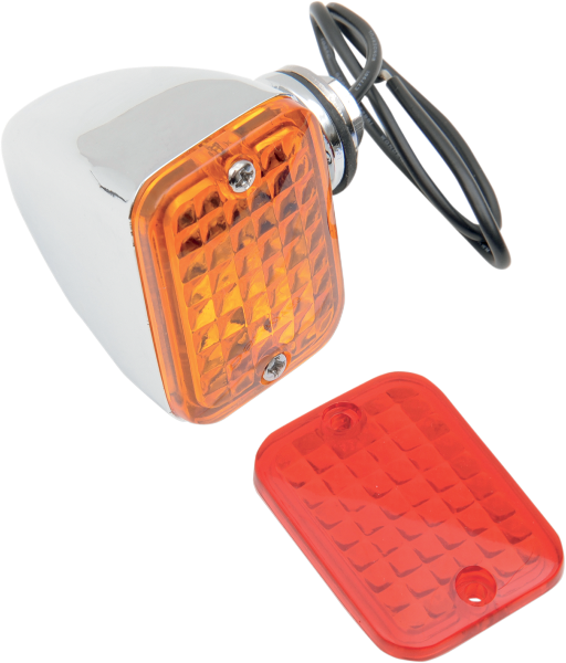 DRAG SPECIALTIES Rectangular Market Light - Single Filament - Amber/Red 163072-BC1 - PartsOutlet.com.au