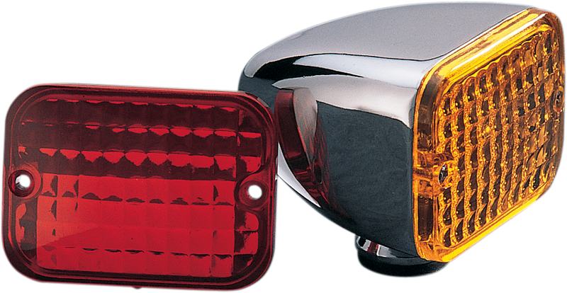 DRAG SPECIALTIES Rectangular Market Light - Dual Filament - Amber/Red 163075-BC216 - PartsOutlet.com.au