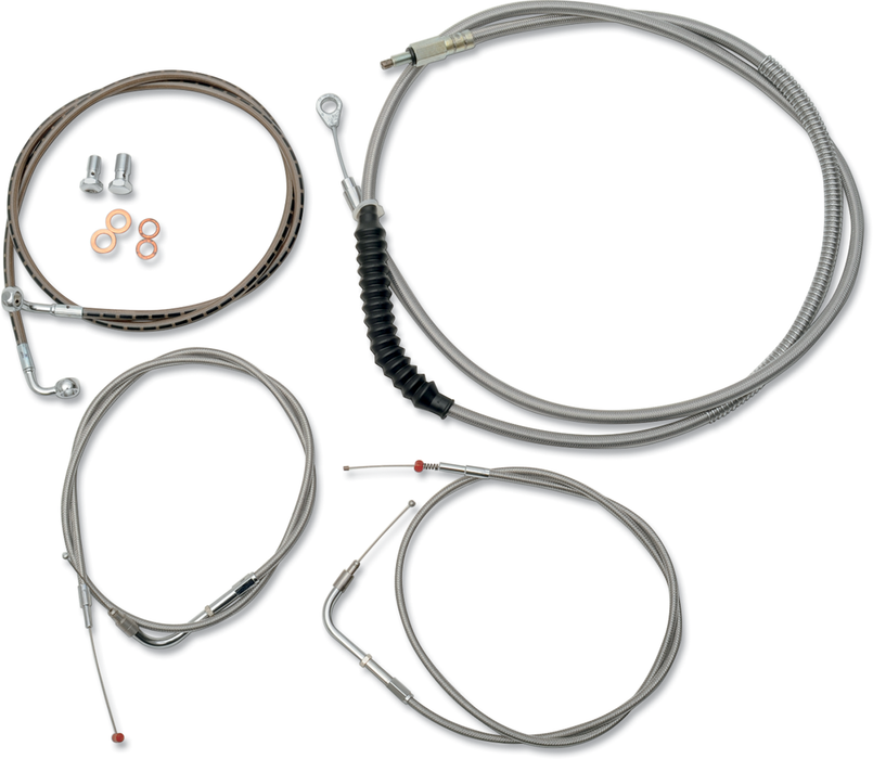 LA CHOPPERS 12-14" APE CABLE KIT BRAIDED STAINLESS HD - LA-8220KT-13