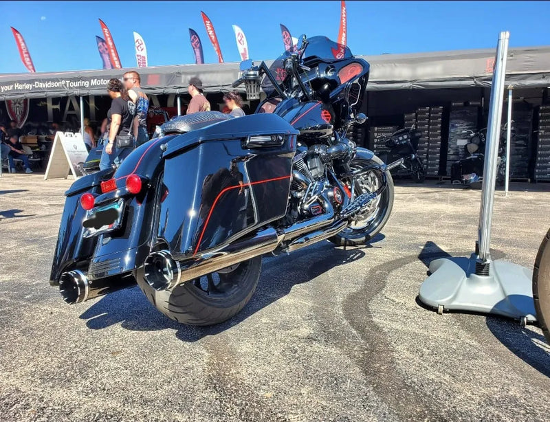 KHROME WERKS 2-into-2 Dominator Exhaust System with 4-1/2" Mufflers - Eclipse Black Chrome - FL 2017+ M8 Touring Models - 201810A