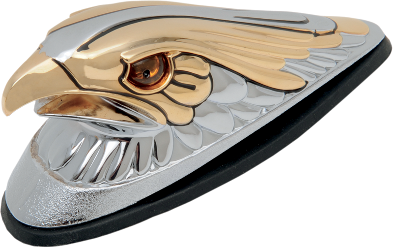 DRAG SPECIALTIES Gold Eagle Head with Lights - Amber Eyes - Large - Chrome 72923 - PartsOutlet.com.au