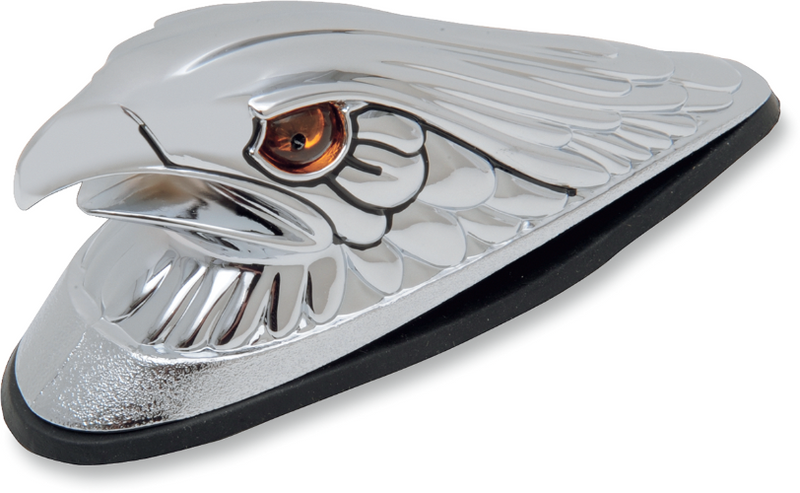 DRAG SPECIALTIES Eagle Head with Lights - Amber Eyes - Large - Chrome 72924 - PartsOutlet.com.au