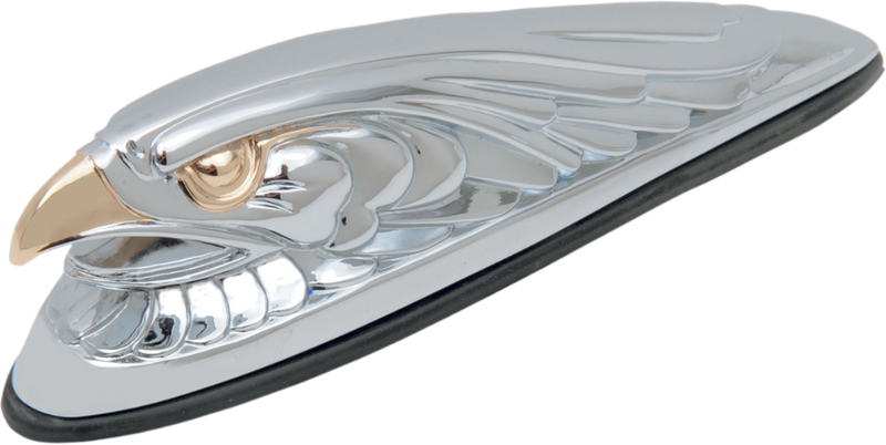 DRAG SPECIALTIES Eagle Head with Lights - Gold Eyes - Small - Chrome 91-6608-BC312 - PartsOutlet.com.au