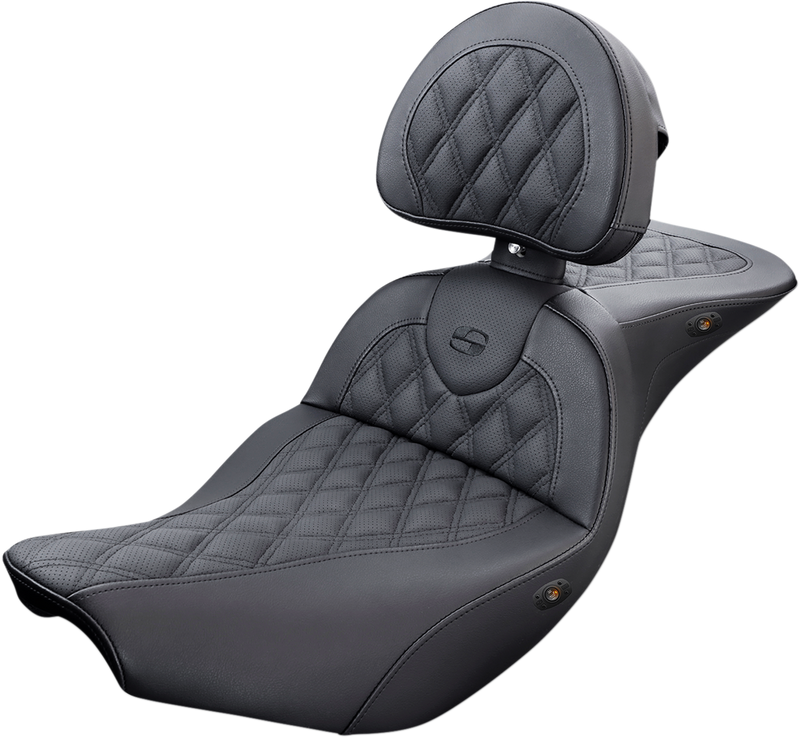 SADDLEMEN Roadsofa™ Seat - Heated - Backrest - Indian '14-'23 - I14-07-182BRHCT - PartsOutlet.com.au
