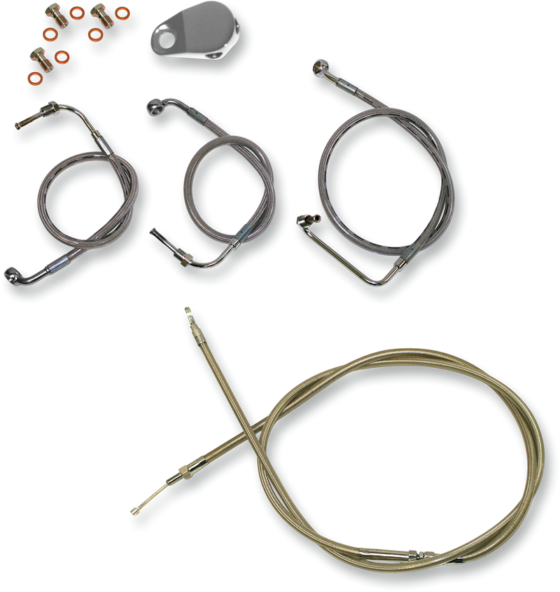 LA CHOPPERS CABLE AND BRAKE LINE KIT STAINLESS BRAIDED FOR 12"-14" APE HANGERS - FLHR '14-'16 - LA-8011KT-13