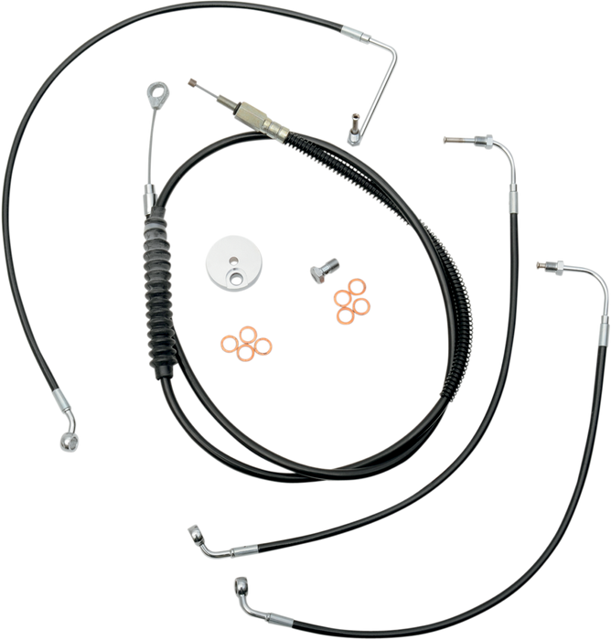 LA CHOPPERS  CABLE AND BRAKE LINE KIT BLACK VINYL FOR 12"-14" APE HANGERS - Vinyl LA-8011KT-13B