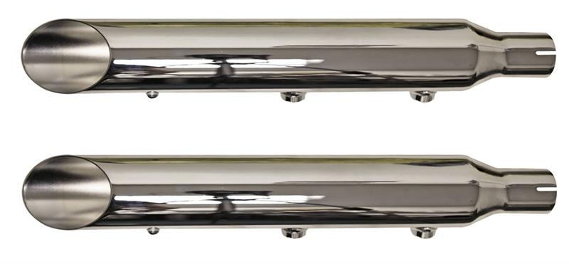 BASSANI XHAUST 3" Slip On Mufflers - Chrome - Bologna Cut - Softail '07-'17 12117F