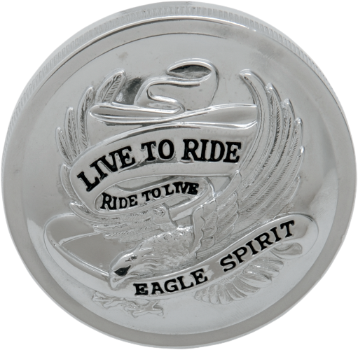 DRAG SPECIALTIES Non-Vented Live To Ride Gas Cap - Harley-Davidson 1982-1996 - Chrome 72643 - PartsOutlet.com.au