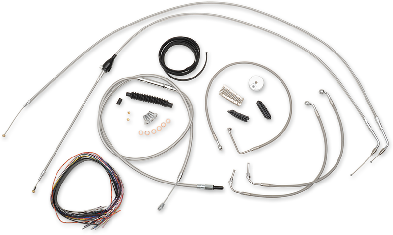 LA CHOPPERS CABLE AND BRAKE LINE KIT STAINLESS POLISHED FOR 12"-14" APE HANGERS - Touring '07 - LA-8006KT2B-13
