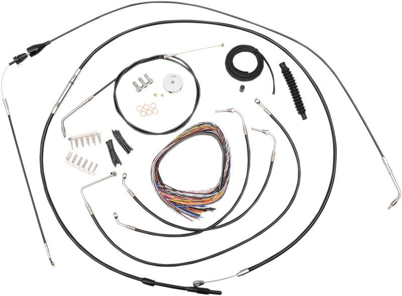 LA CHOPPERS CABLE AND BRAKE LINE KIT BLACK VINYL FOR 15"-17" APE HANGERS - Touring '07 - LA-8006KT2B-16B