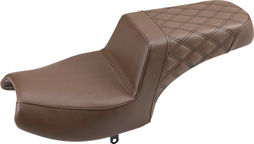 SADDLEMEN Step Up Seat - Passenger Lattice Stitched - Brown - Indian '20-'23 - I20-06-173BR - PartsOutlet.com.au