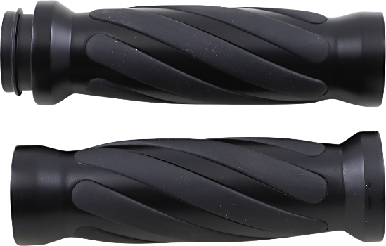 DRAG SPECIALTIES Grips - Twisted - TBW - Harley-Davidson 2008-2024 - Matte Black 17-0543MBT - PartsOutlet.com.au