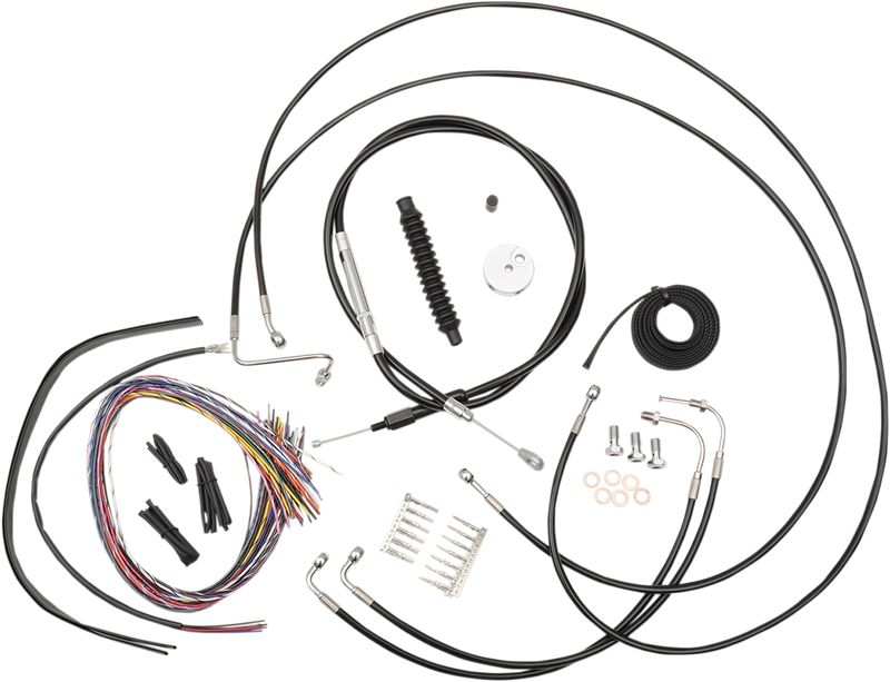 LA CHOPPERS CABLE AND BRAKE LINE KIT BLACK VINYL FOR 15"-17" APE HANGERS - FLH '08-'13 - LA-8051KT2-16B