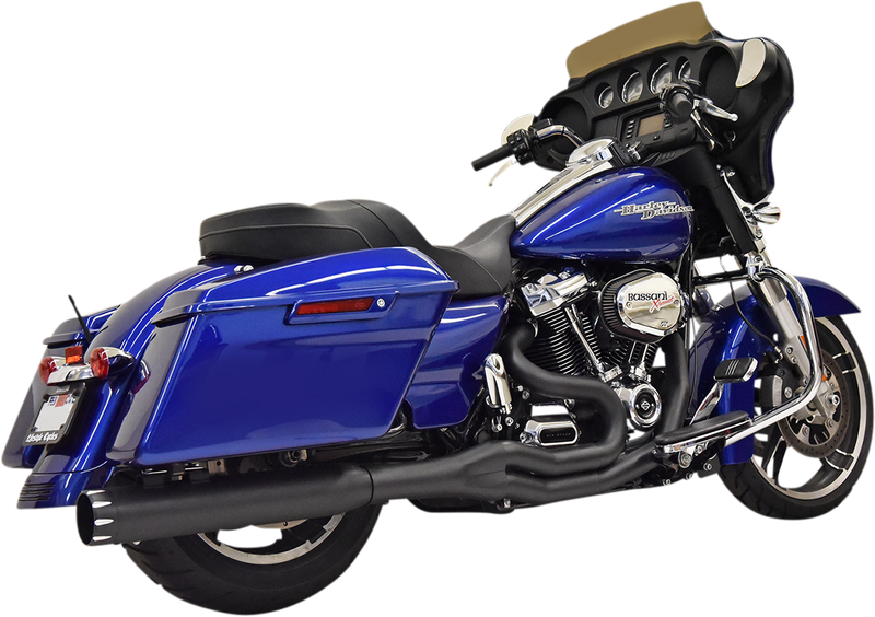 BASSANI XHAUST Road Rage 2:1 High Horsepower System w/4" Straight Muffler for 2017-2024 Bagger- Black 1F78TB