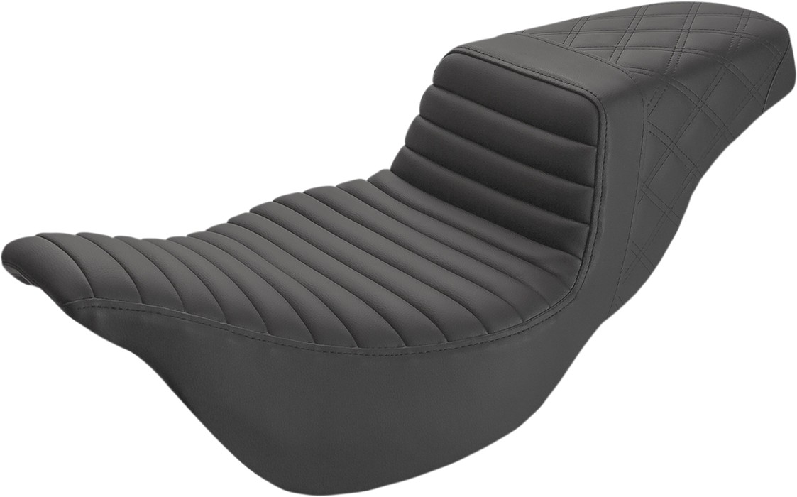 SADDLEMEN Step Up Seat - Extended Reach - Tuck and Roll/Lattice Stitched - FL '08-'23 HD Touring - Street/ Road/ Electra - 808-07B-176E - PartsOutlet.com.au